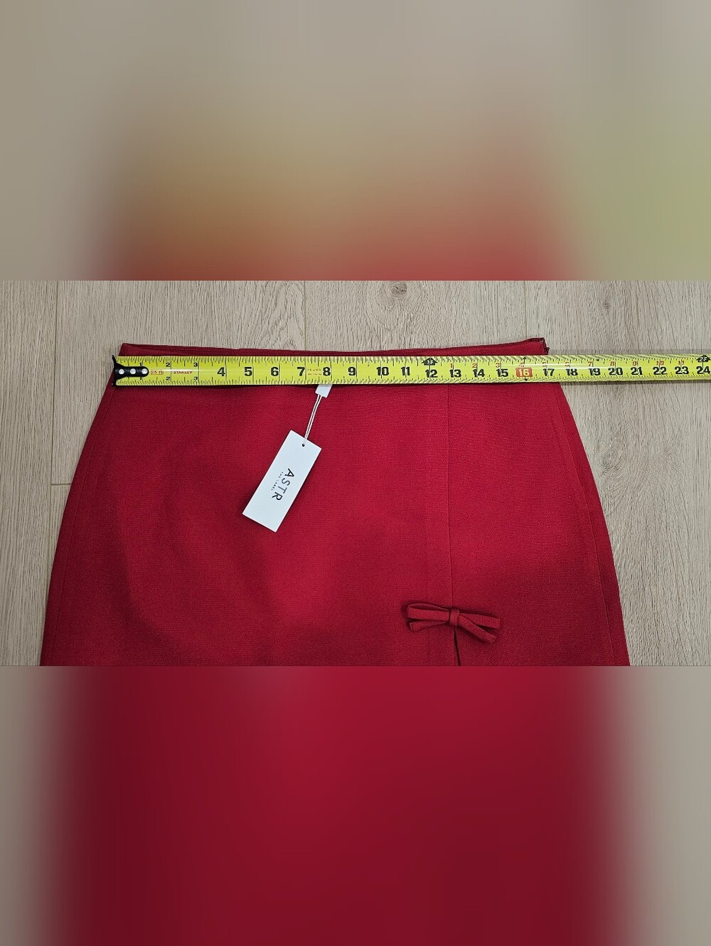 ASTR The Label Sophie Red Bow Embellished Mini Skirt ASTR Red Men’s Dress PantsI - Picture 6 of 9